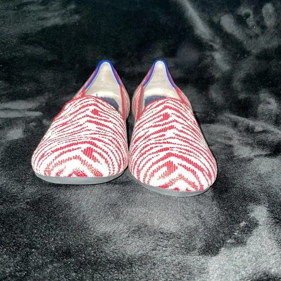 Rothy’s Girl Size 4 Red Cream Zebra Loafers Retired Color - Limited - Picture 2 of 7